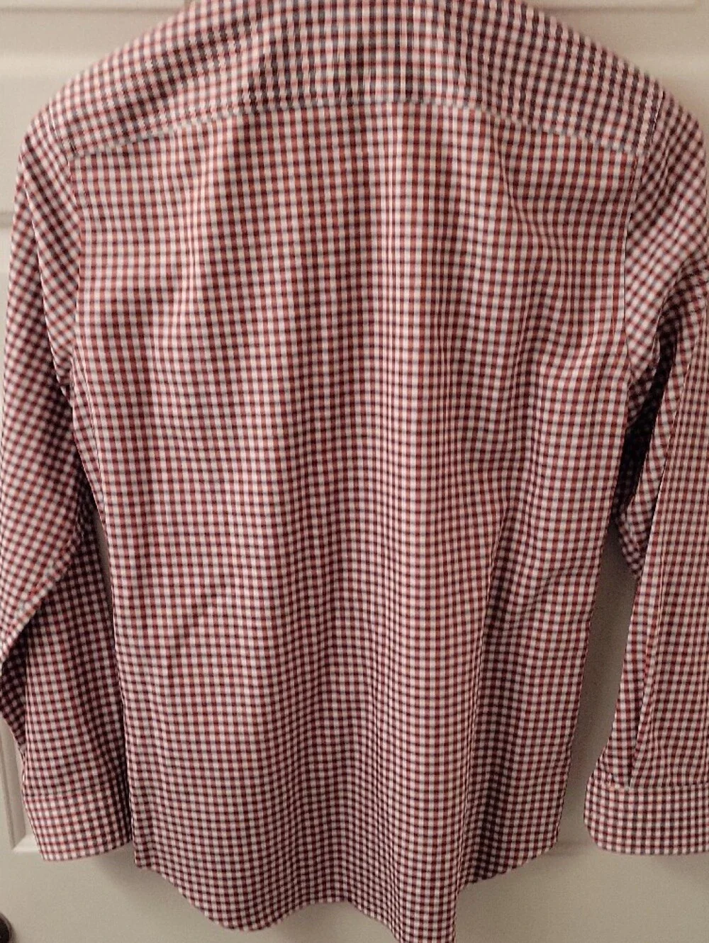 Banana Republic Men's Burgundy and White Gingham Dress Shirt